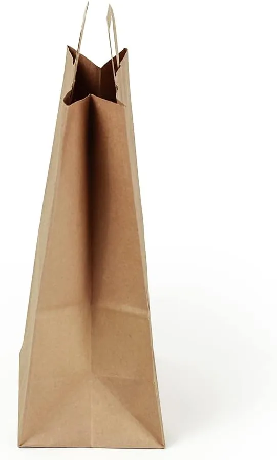 Restaurantware Saving Nature 12 x 7 x 17 Inch Paper Shopping Bags 100 Sturdy Kraft Bags with Handles - Durable for Groceries Gifts Or Merchandise Brown Paper Retail Bags