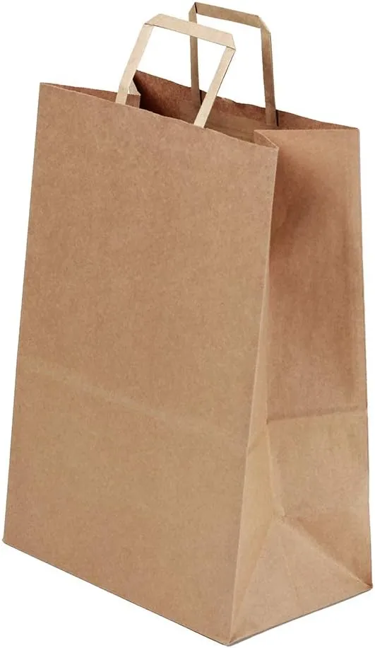 Restaurantware Saving Nature 12 x 7 x 17 Inch Paper Shopping Bags 100 Sturdy Kraft Bags with Handles - Durable for Groceries Gifts Or Merchandise Brown Paper Retail Bags