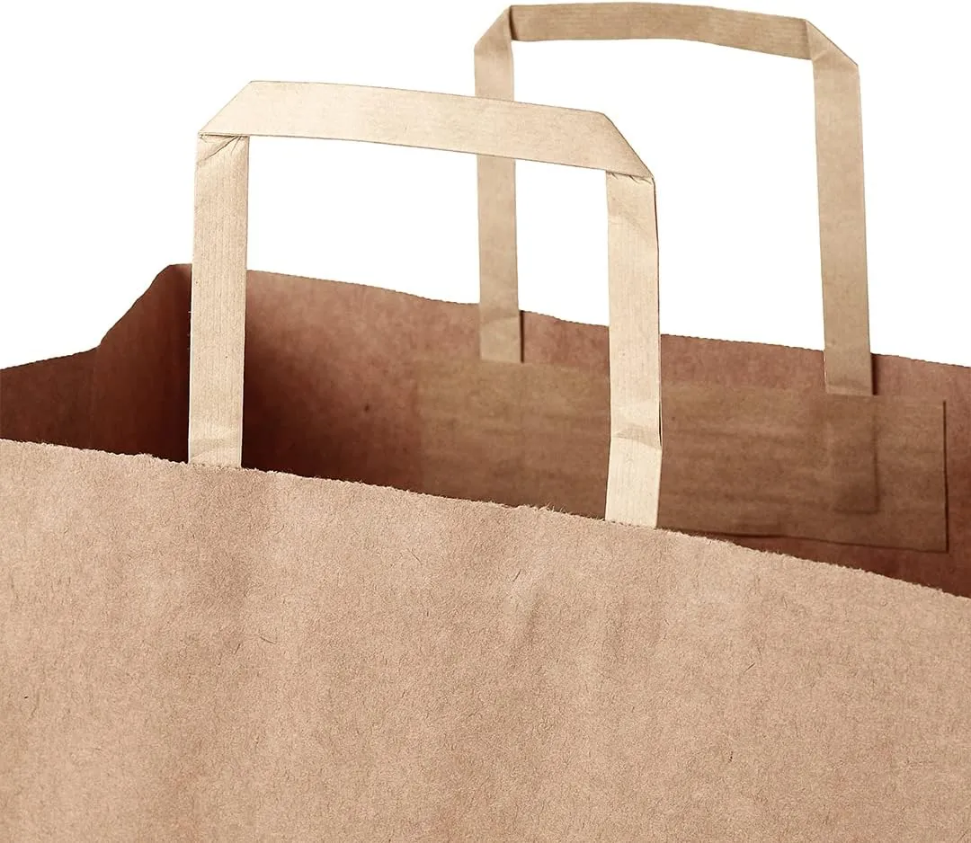 Restaurantware Saving Nature 12 x 7 x 17 Inch Paper Shopping Bags 100 Sturdy Kraft Bags with Handles - Durable for Groceries Gifts Or Merchandise Brown Paper Retail Bags
