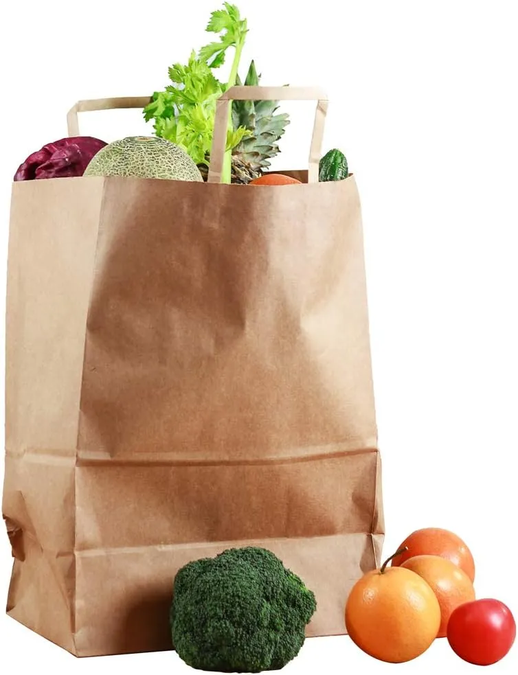 Restaurantware Saving Nature 12 x 7 x 17 Inch Paper Shopping Bags 100 Sturdy Kraft Bags with Handles - Durable for Groceries Gifts Or Merchandise Brown Paper Retail Bags