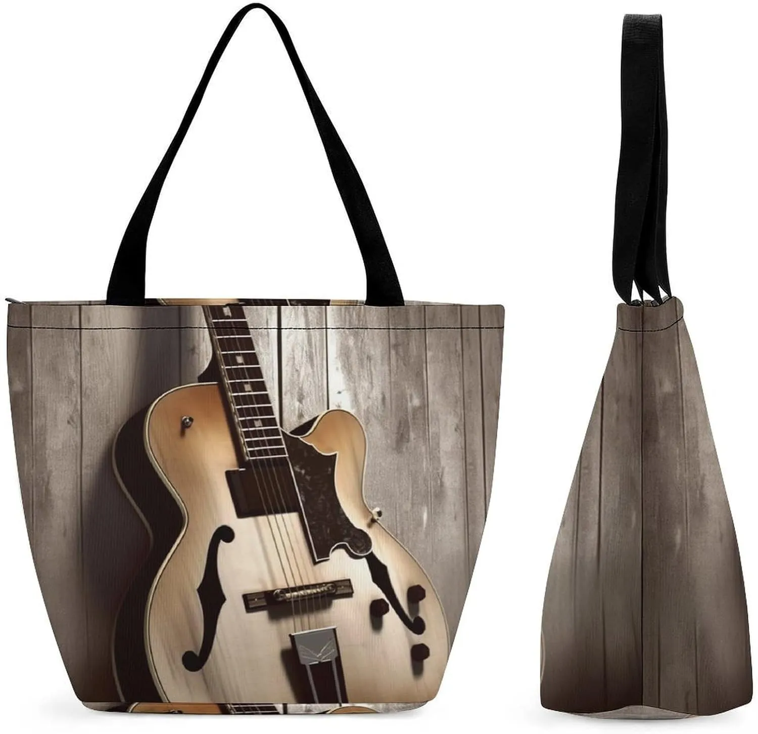 Reusable Shopping Bags for Women Large Grocery Bags Travel Tote Bags Guitar Pictures Shoulder Bag for Work