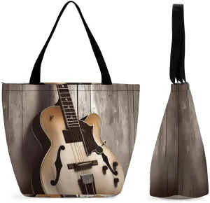Reusable Shopping Bags for Women Large Grocery Bags Travel Tote Bags Guitar Pictures Shoulder Bag for Work