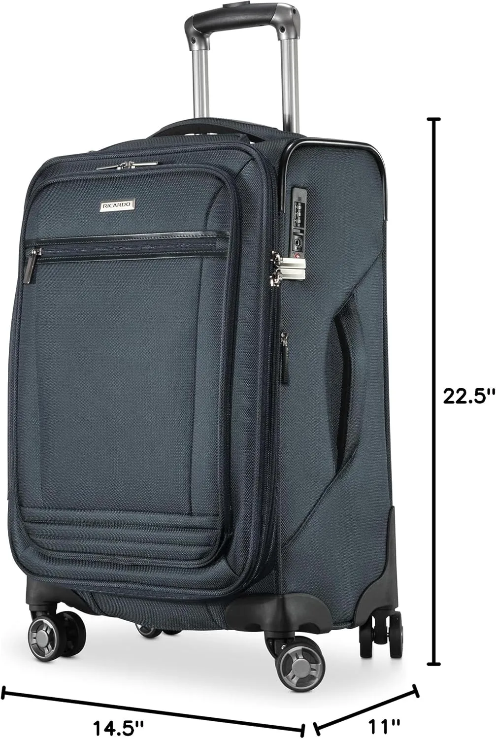 Ricardo Beverly Hills Avalon Softside Carry-On Luggage Made with Sustainable 100% Recycled PET (rPET), Lightweight, Eco-Friendly Travel, Expandable, Dual Spinner Wheels, Storm Blue, 20-inch