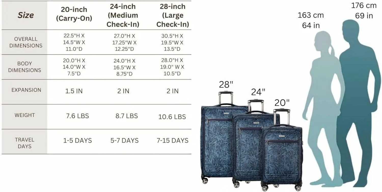 Ricardo Beverly Hills Avalon Softside Check-In Luggage Made with Sustainable 100% Recycled PET (rPET), Lightweight, Eco-Friendly Travel, Expandable, Dual Spinner Wheels, Serengeti Night, 24-inch