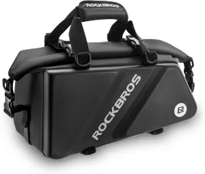 ROCKBROS Bike Trunk Bag Top Expandable Rear Rack Bag, EVA Hard Shell eBike Bag Rear Bag