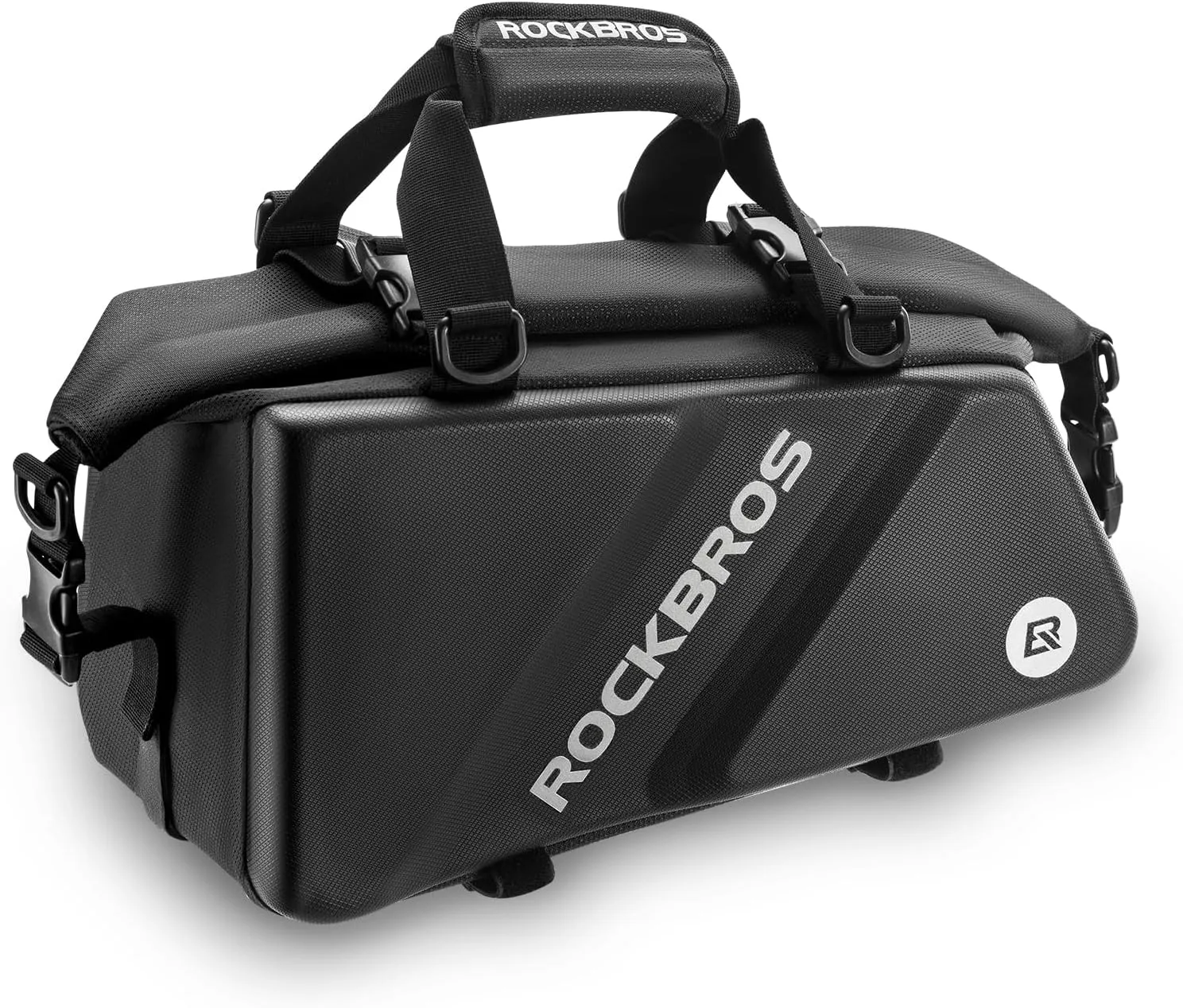 ROCKBROS Bike Trunk Bag Top Expandable Rear Rack Bag, EVA Hard Shell eBike Bag Rear Bag