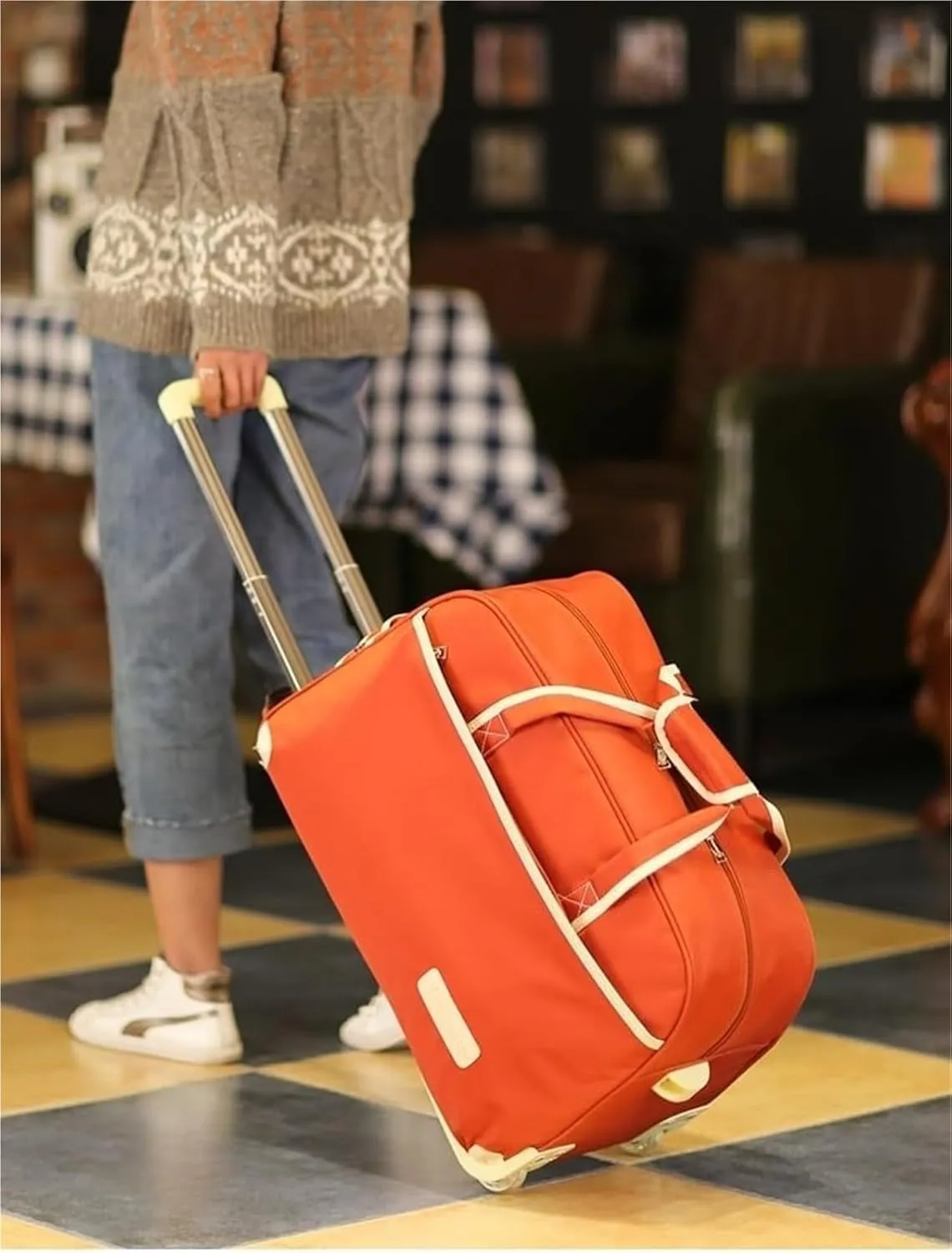 Rolling Duffel Bag With Wheels，Trolley Travel Bag Expandable, Lightweight & Waterproof Expandable Carry On Luggage For Unisex, For Unisex Overnight Weekender Bag Ideal For Gym, Trave(Purple,Large)