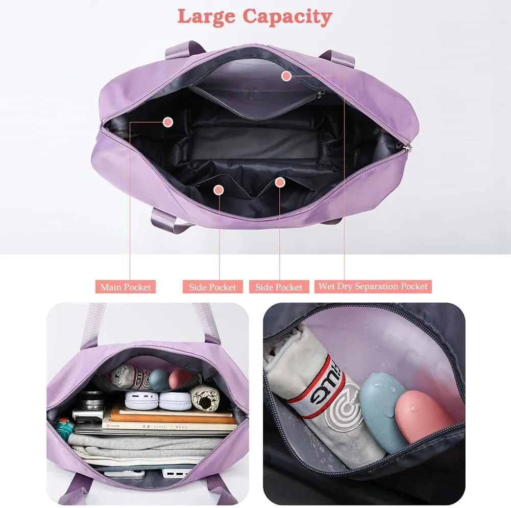 Rolling Duffle Bag with Wheels Foldable Luggage Bag Expandable Carry on Bag with Detachable Casters Dry Wet Separation Duffle Bag for Women & Men (Grey)