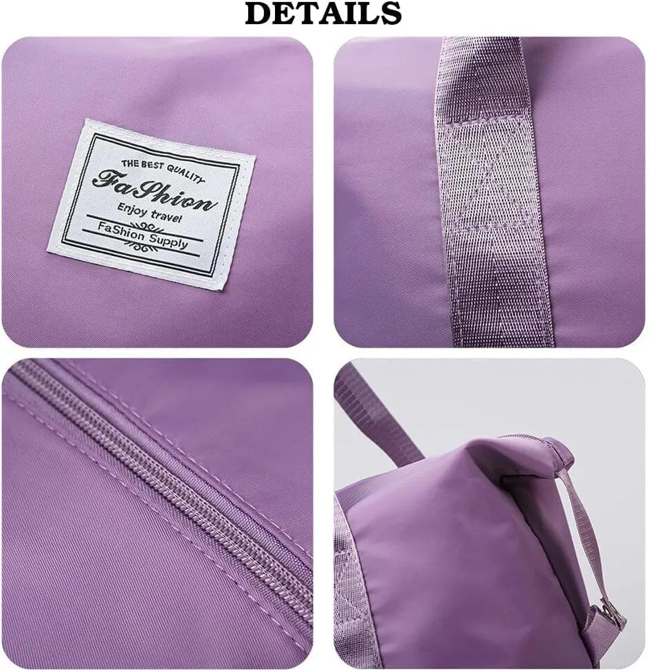 Rolling Duffle Bag with Wheels Foldable Luggage Bag Expandable Carry on Bag with Detachable Casters Dry Wet Separation Duffle Bag for Women & Men (Pink)