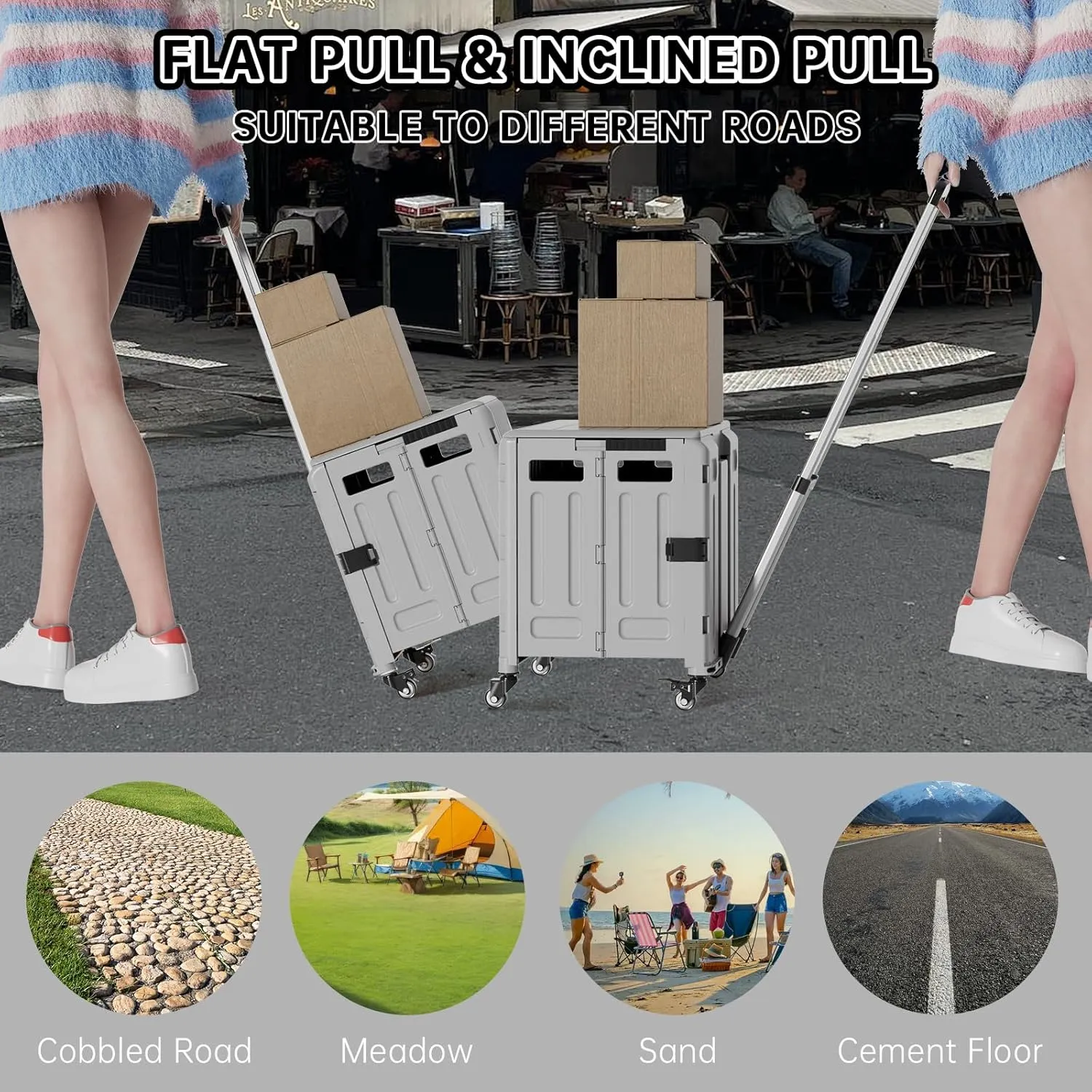 Rolling Utility Cart Foldable: 65L Teacher Trolley with Wheels for Classroom Storage Foldable Utility Cart Expandable Rolling Cart with Wheels,Storage Organizer for Home, Easter Gifts & Shopping