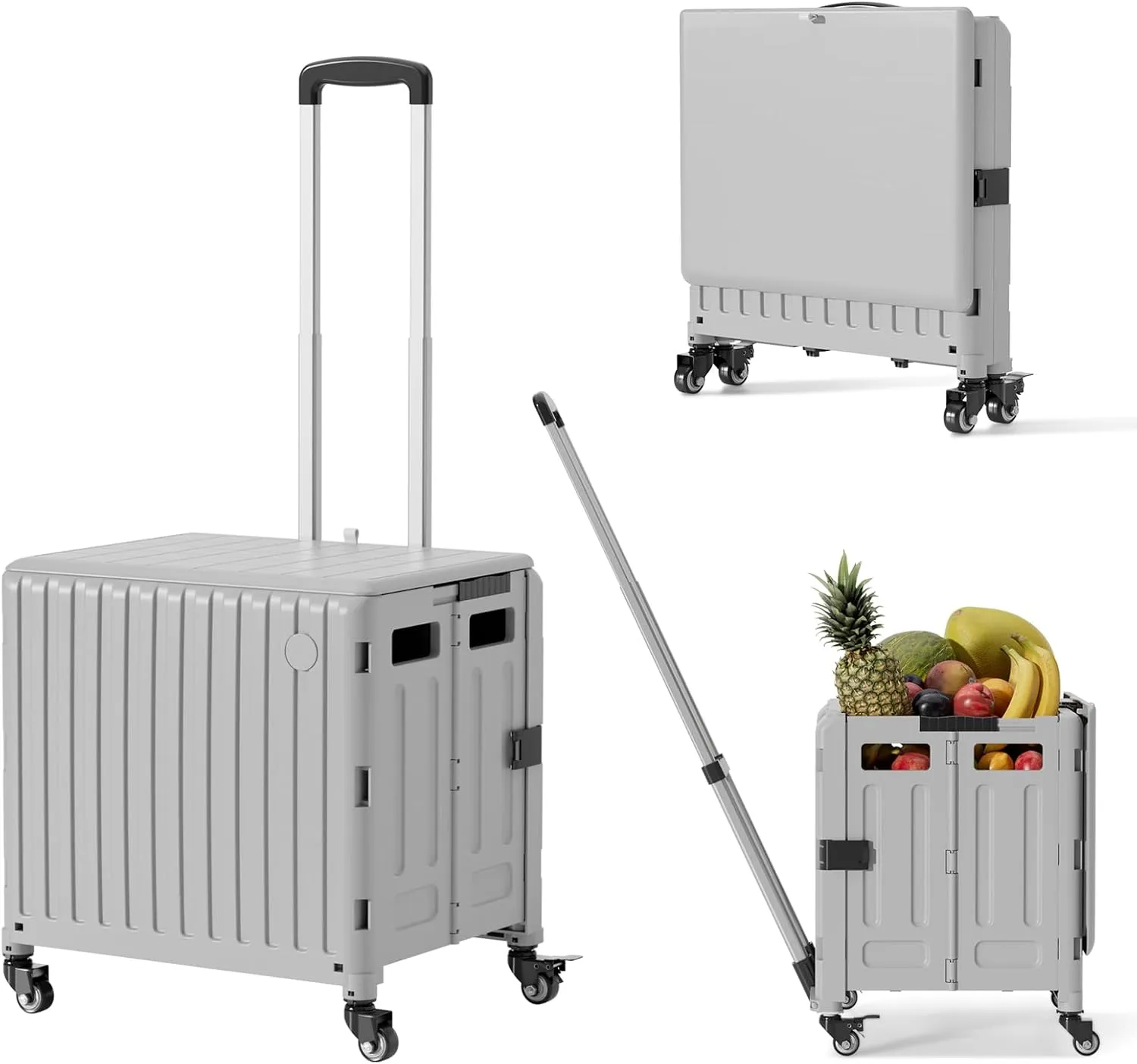 Rolling Utility Cart Foldable: 65L Teacher Trolley with Wheels for Classroom Storage Foldable Utility Cart Expandable Rolling Cart with Wheels,Storage Organizer for Home, Easter Gifts & Shopping