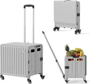 Rolling Utility Cart Foldable: 65L Teacher Trolley with Wheels for Classroom Storage Foldable Utility Cart Expandable Rolling Cart with Wheels,Storage Organizer for Home, Easter Gifts & Shopping