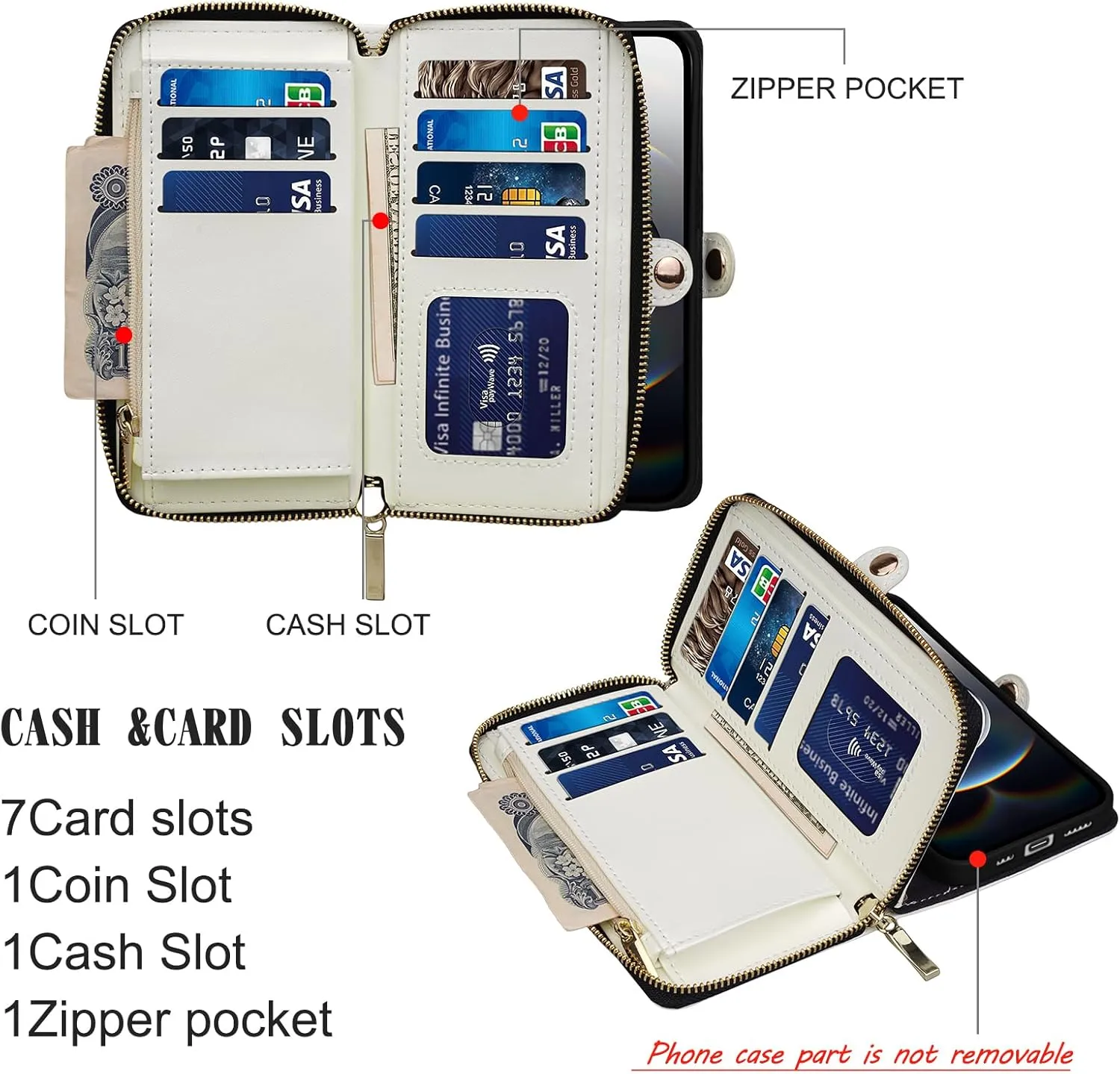 Rssviss Wallet Case for iPhone 16e 2025 Crossbody with Card Holder Wrist Strap, Flip Zipper Case Compatible with Magsafe, RFID Blocking Purse Cover for iPhone 16e Women Men 6.1 inch White