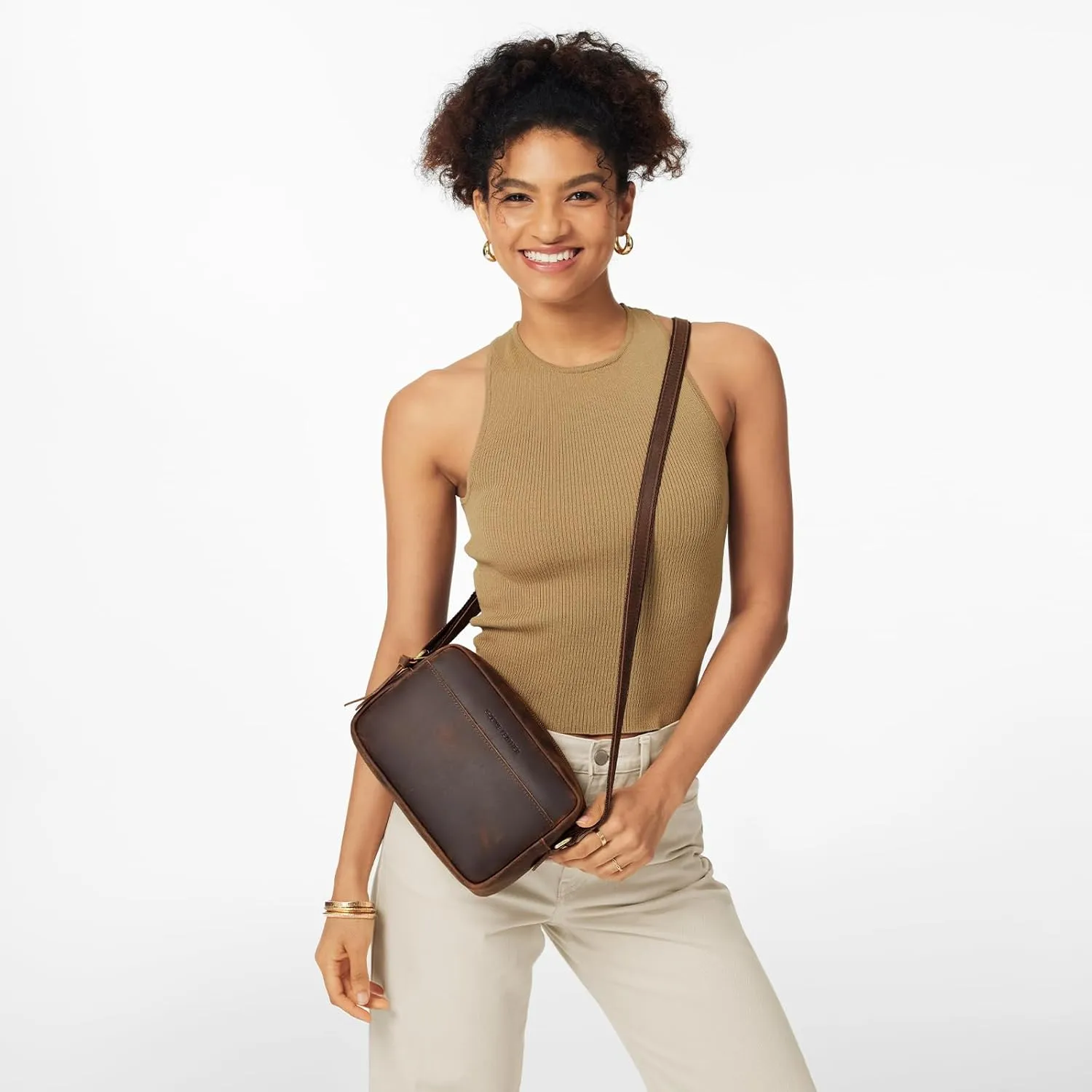 S-ZONE Crossbody Bags for Women Top Grain Leather Shoulder Handbags Camera Bag Purse Adjustable Strap Travel Daily Gift