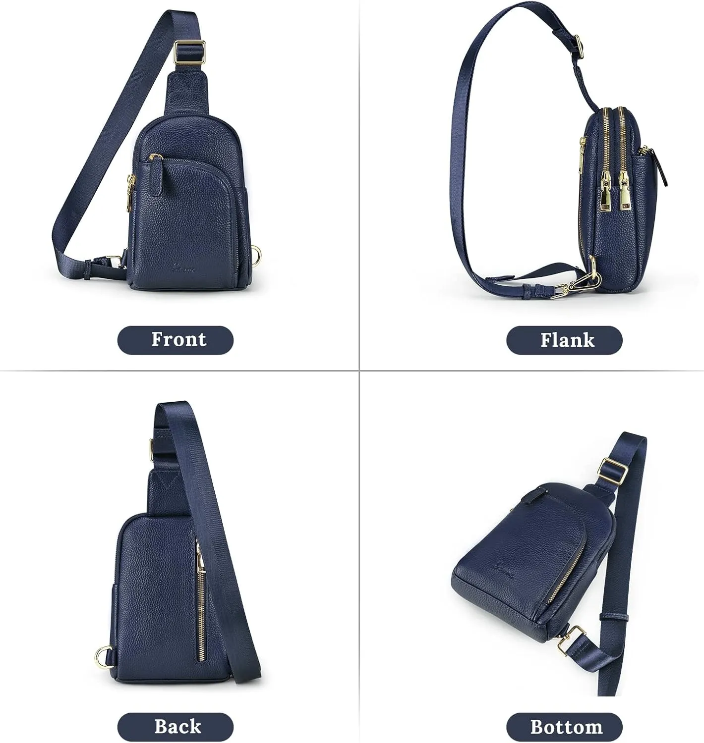 S-ZONE Genuine Leather RFID Blocking Small Sling Bag Women Crossbody Fanny Packs