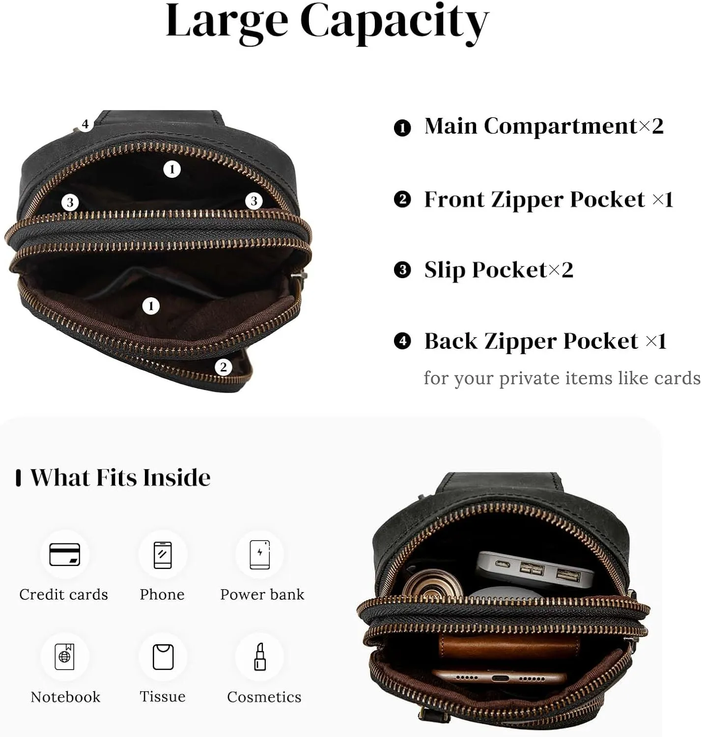 S-ZONE Genuine Leather RFID Blocking Small Sling Bag Women Crossbody Fanny Packs