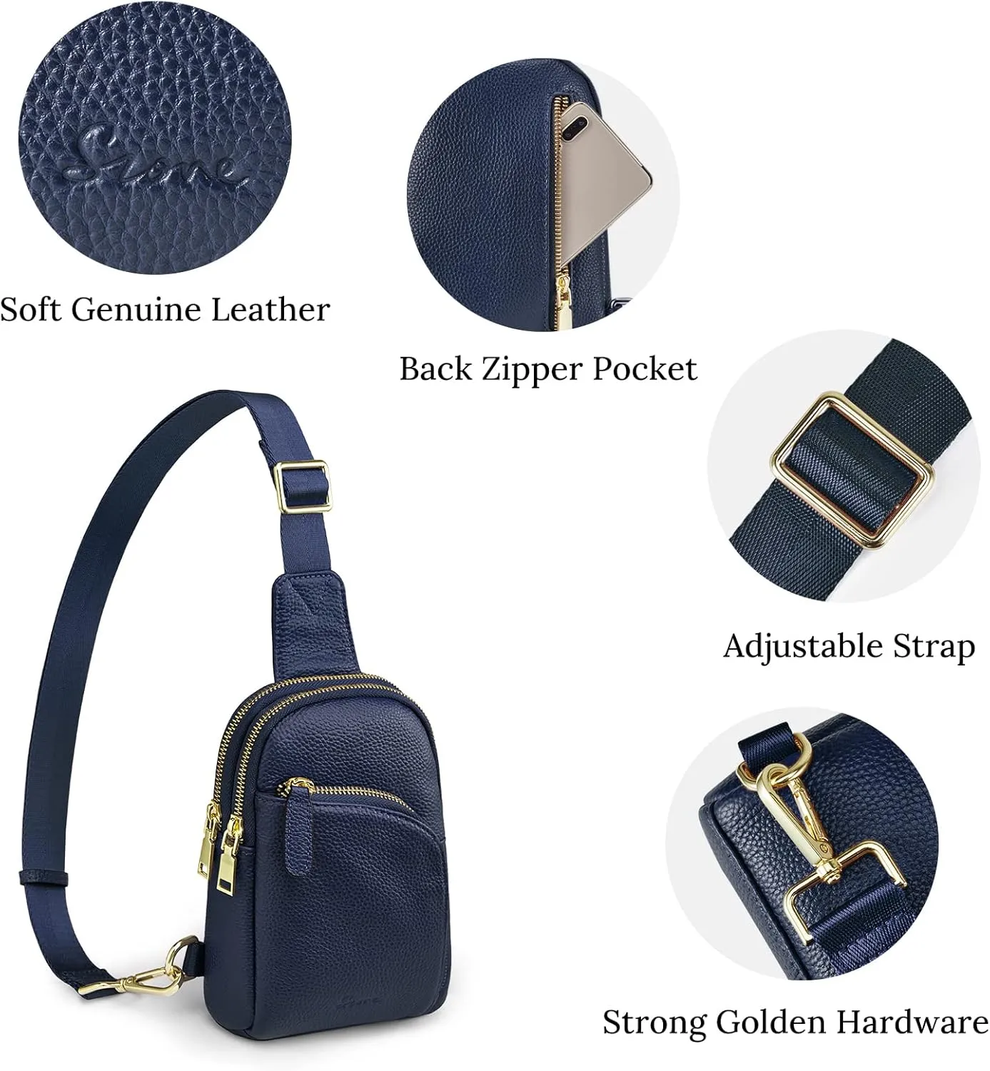 S-ZONE Genuine Leather RFID Blocking Small Sling Bag Women Crossbody Fanny Packs
