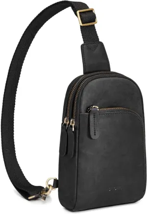 S-ZONE Genuine Leather RFID Blocking Small Sling Bag Women Crossbody Fanny Packs