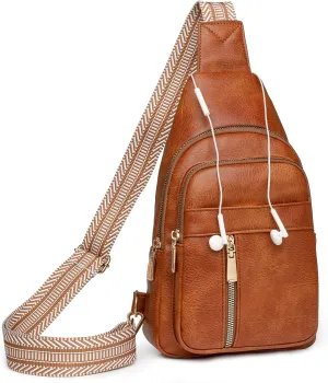 Samll Sling Bag for Women Crossbody Bags Purse Leather Backpack Fanny Packs Trendy Chest Bag for Travel Cycling
