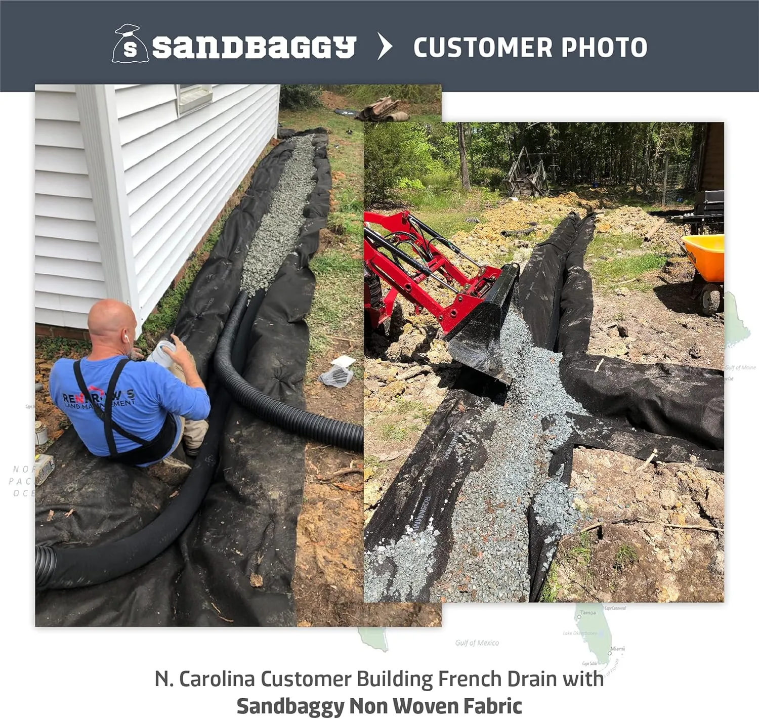 Sandbaggy Non Woven 8 oz Geotextile Landscape Fabric | Toughest on The Market | Weed Mat, Ground Cover, Garden Tarp, French Drains, Rip Rap, Retaining Walls (3 ft x 300 ft Roll)
