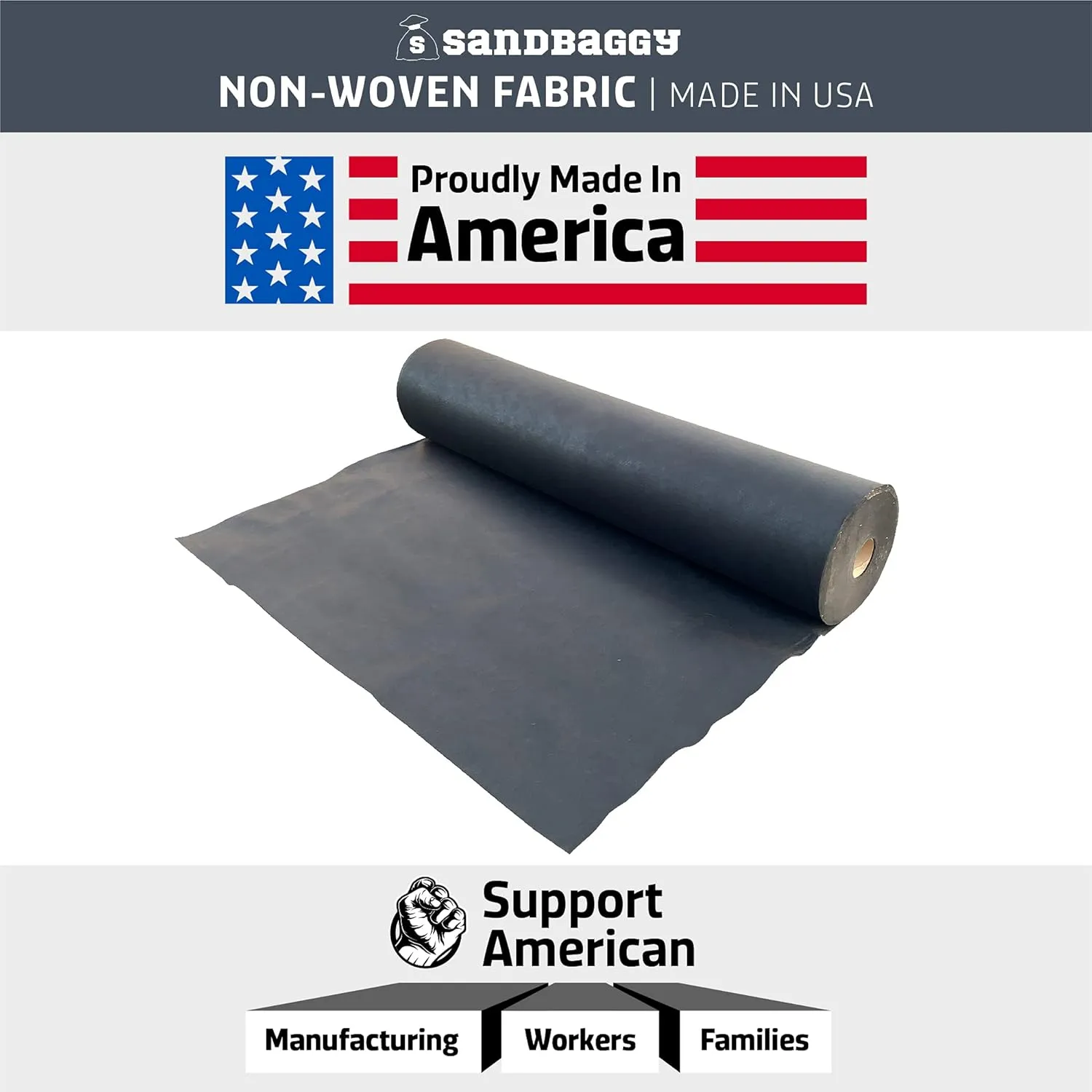 Sandbaggy Non Woven 8 oz Geotextile Landscape Fabric | Toughest on The Market | Weed Mat, Ground Cover, Garden Tarp, French Drains, Rip Rap, Retaining Walls (3 ft x 300 ft Roll)