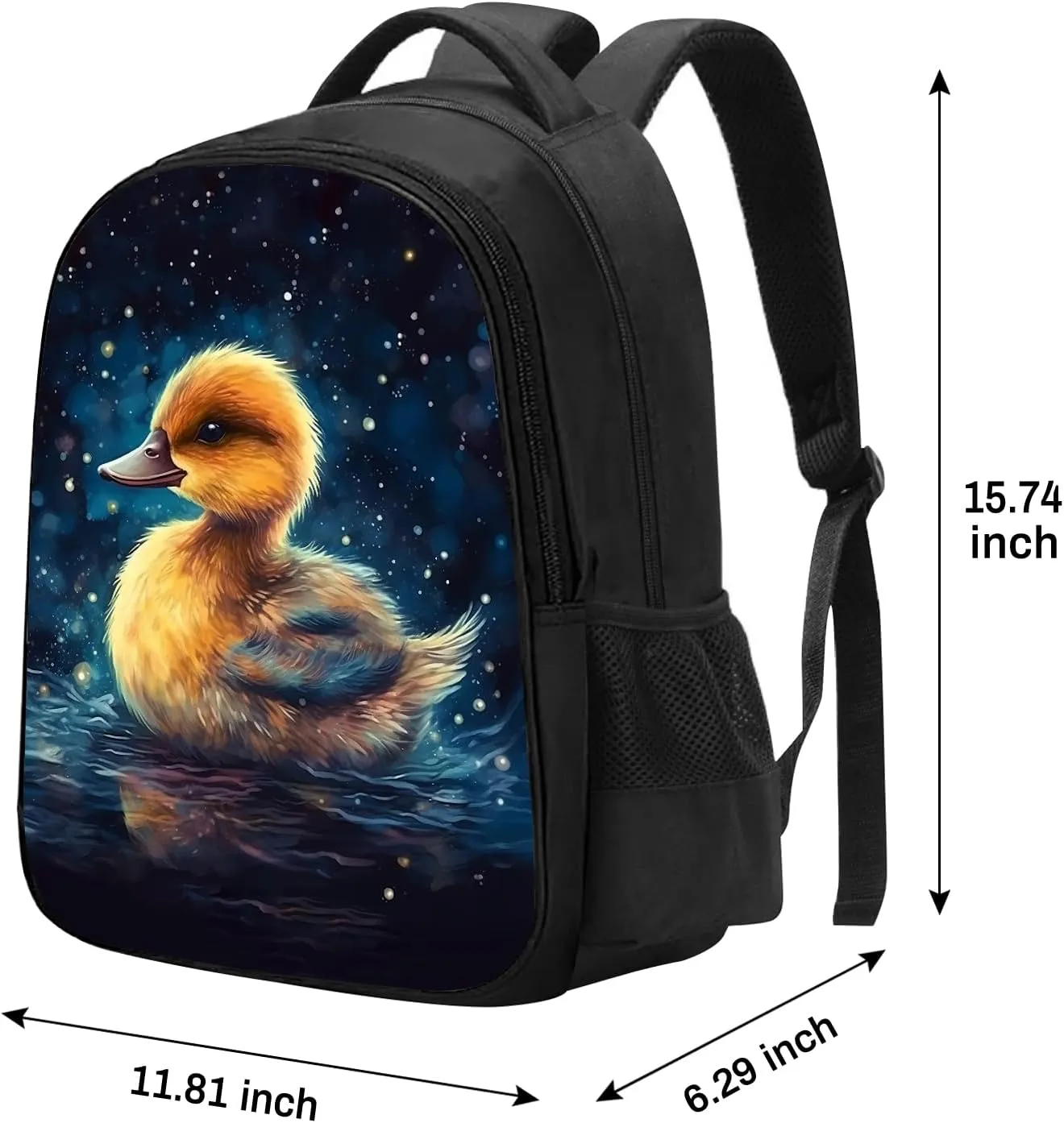 SARA NELL Duck Backpack Cute Baby Duck School Book Bag, Kawaii Ducky Children Bookbags for Elementary Primary Boys Girls, 16 Inches Bookbag with 2 Main Compartments