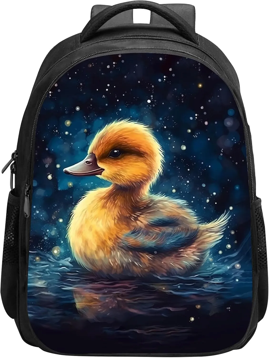 SARA NELL Duck Backpack Cute Baby Duck School Book Bag, Kawaii Ducky Children Bookbags for Elementary Primary Boys Girls, 16 Inches Bookbag with 2 Main Compartments