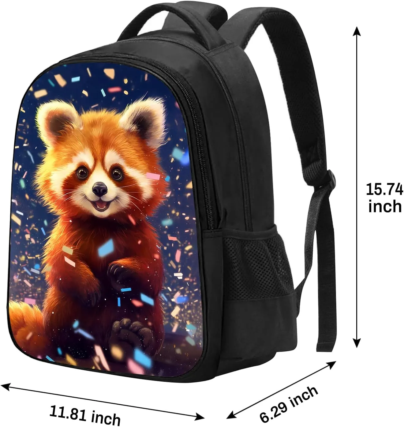 SARA NELL Red Panda Backpack Cute Happy Animal School Book Bag, Kawaii Panda Children Bookbags for Elementary Primary Boys Girls, 16 Inches Bookbag with 2 Main Compartments