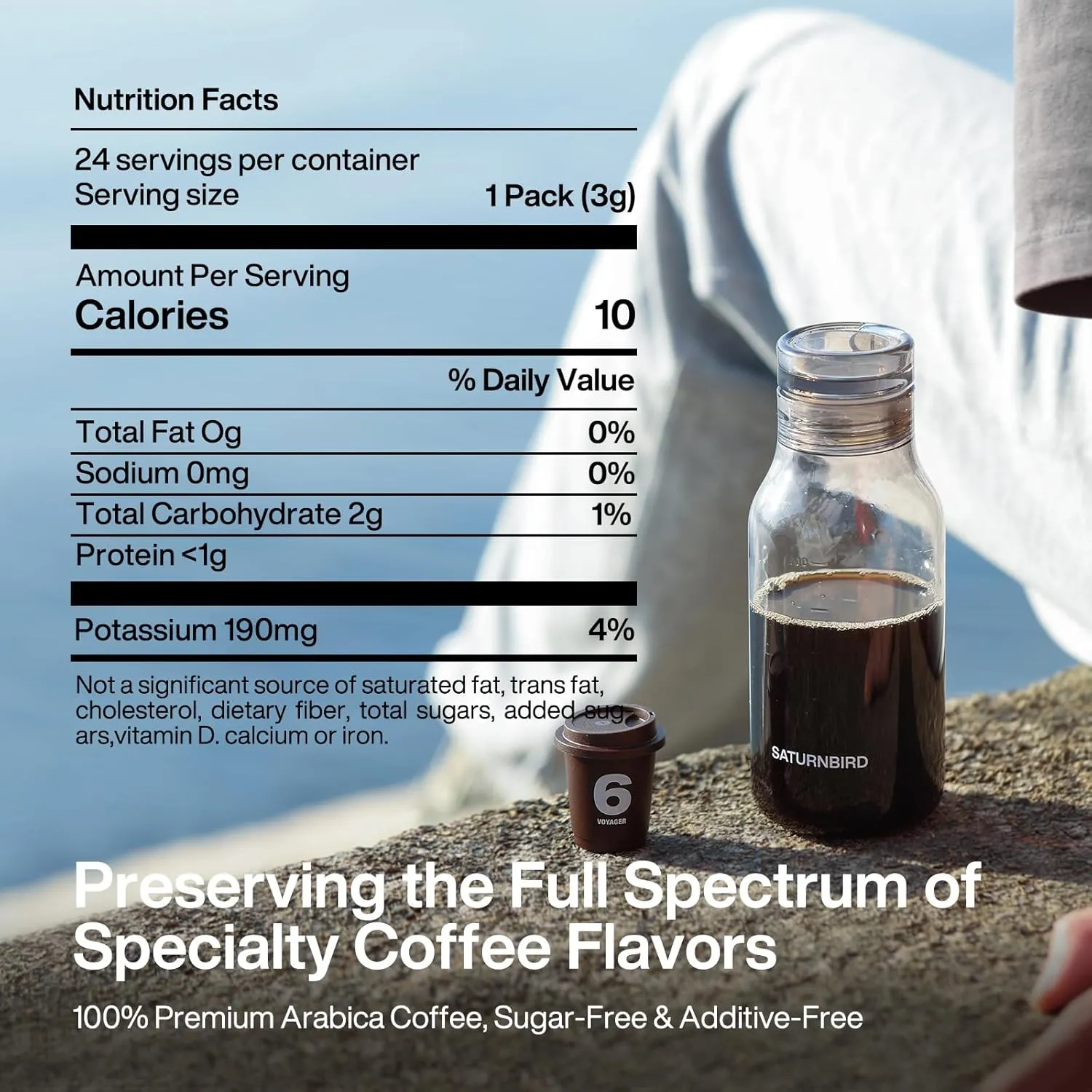 SATURNBIRD Coffee Instant Cold Brew - Light, Medium, Dark Roast Variety Pack, 6 Roast Levels (NO.1-6), 100% Arabica with DIAMONDUST Technology, 24 Single Serves Perfect for Iced Coffee