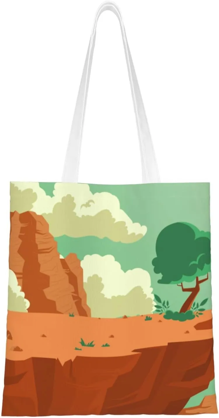 Scenic View of a Cliff in the Desert Tote Bag for Women Canvas Shopping Bags Reusable Beach Bag Grocery Bags Tote Shoulder Bag Gift Bags