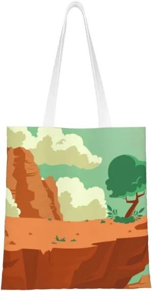 Scenic View of a Cliff in the Desert Tote Bag for Women Canvas Shopping Bags Reusable Beach Bag Grocery Bags Tote Shoulder Bag Gift Bags
