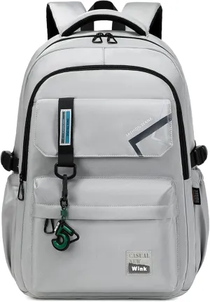School Backpack for Boys Middle School Elementary Bookbags for Teens Boys, Waterproof Lightweight Casual Daypack(Light Gray)