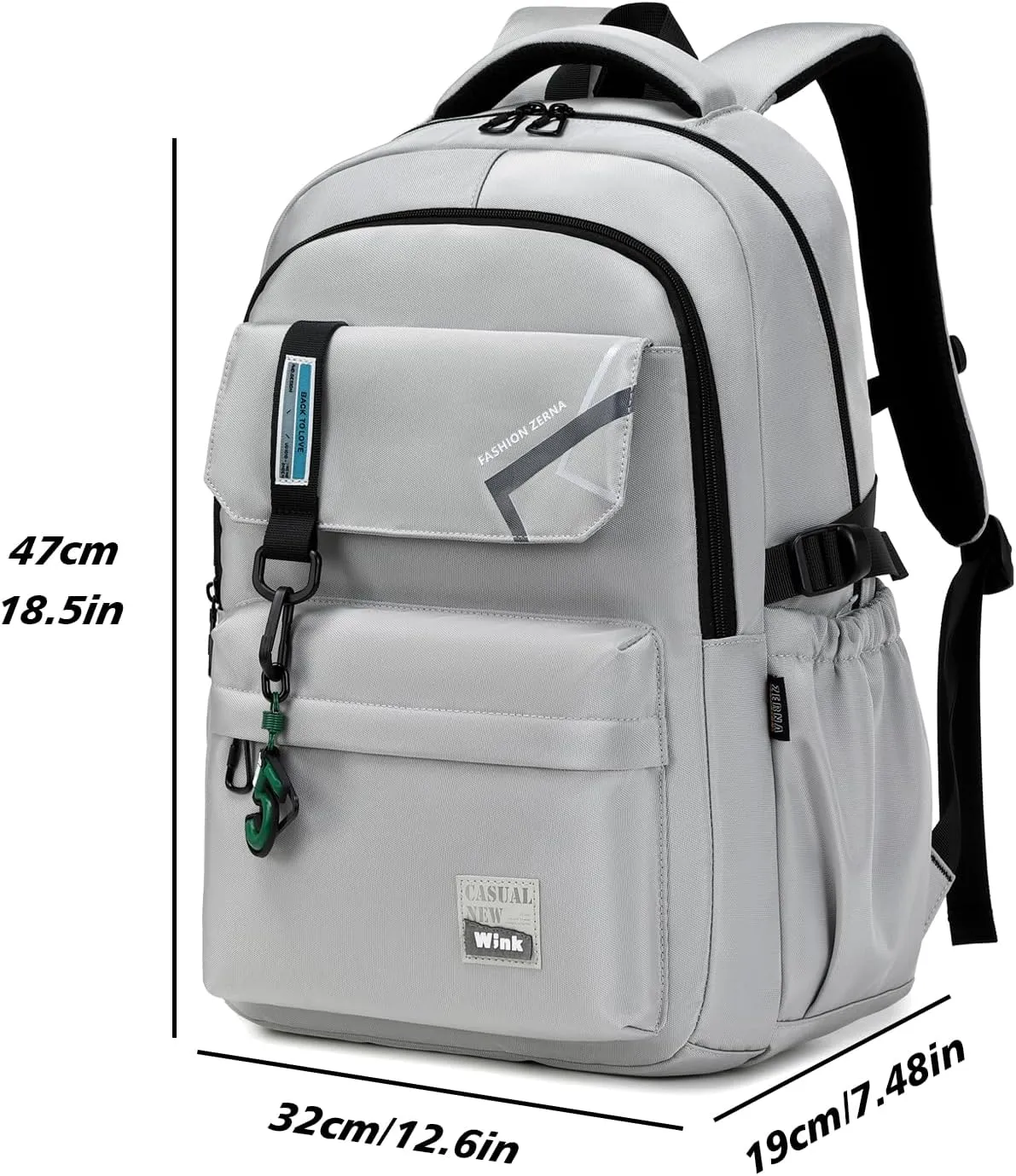 School Backpack for Boys Middle School Elementary Bookbags for Teens Boys, Waterproof Lightweight Casual Daypack(Light Gray)