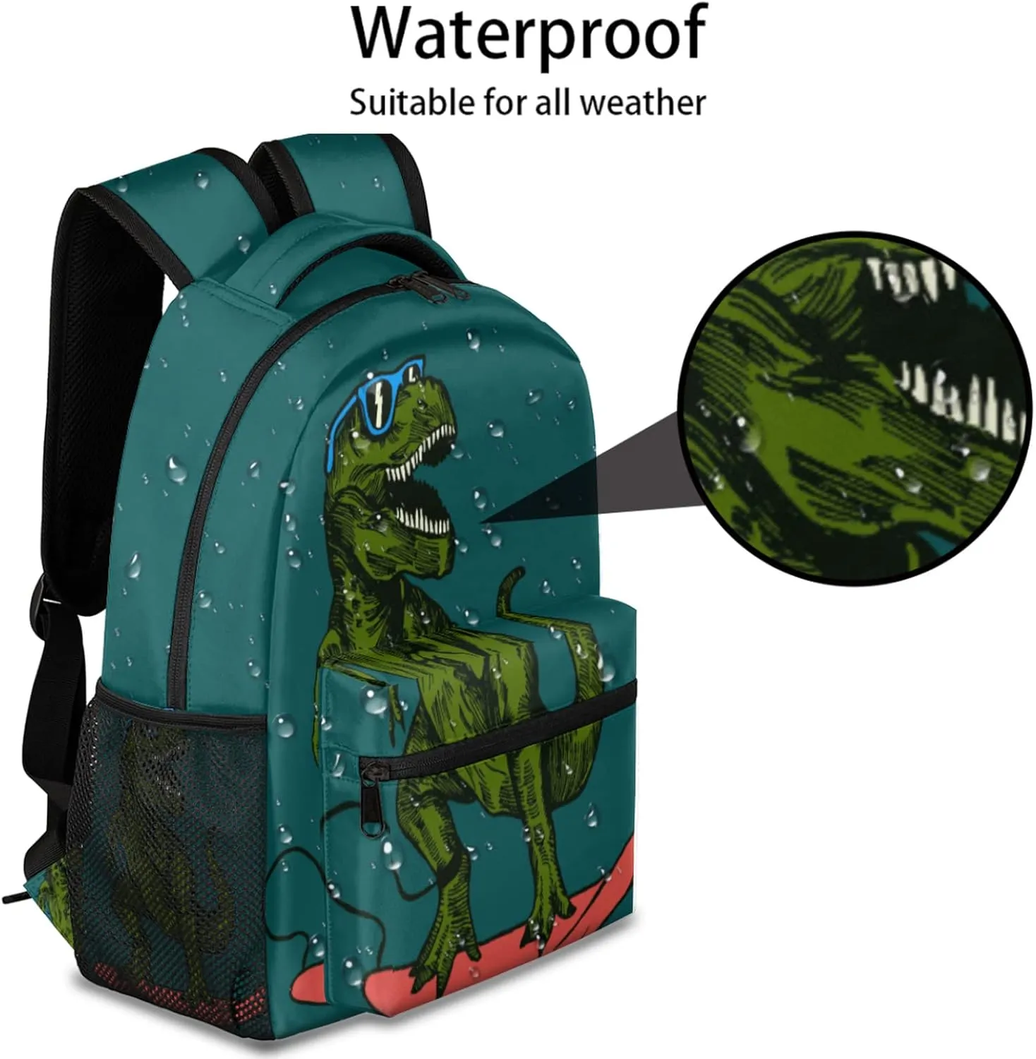 School Backpack Skateboard Dinosaur Teens Girls Boys Schoolbag Lightweight Travel Daypack College Shoulder Bag