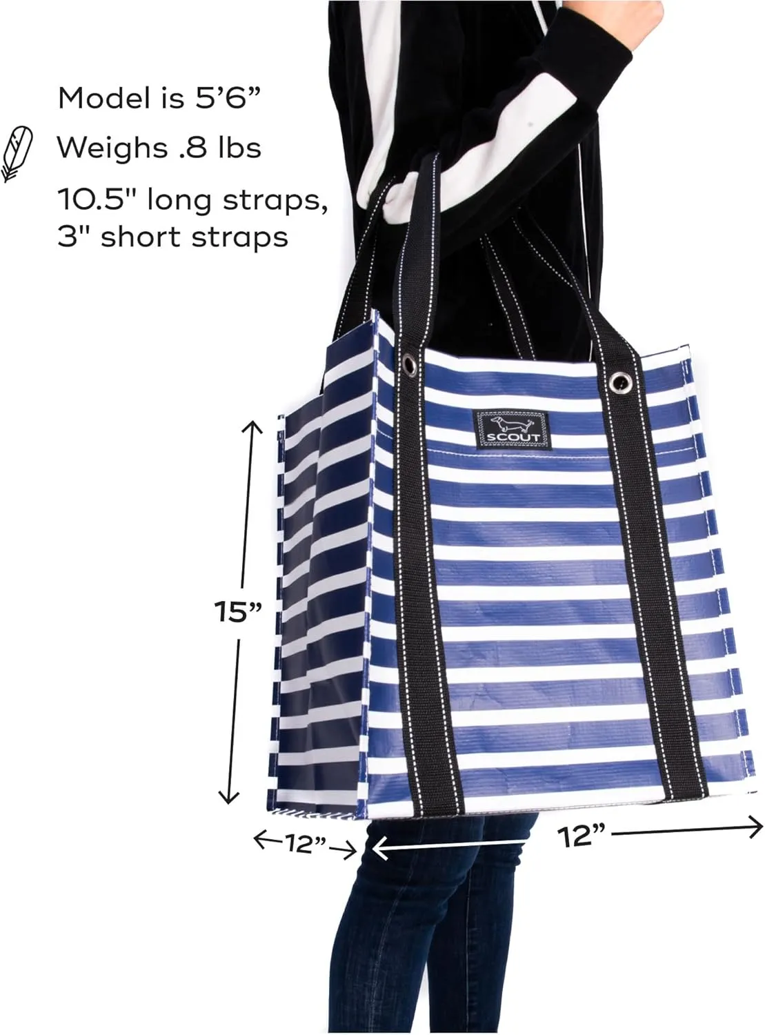 SCOUT Bagette Market Tote, Large Reusable Grocery Bag with Burst-Proof Bottom
