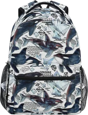 Sea Animal Killer Whale Backpack College School Book Shoulder Bag Travel Daypack for Boys Girls Man Woman
