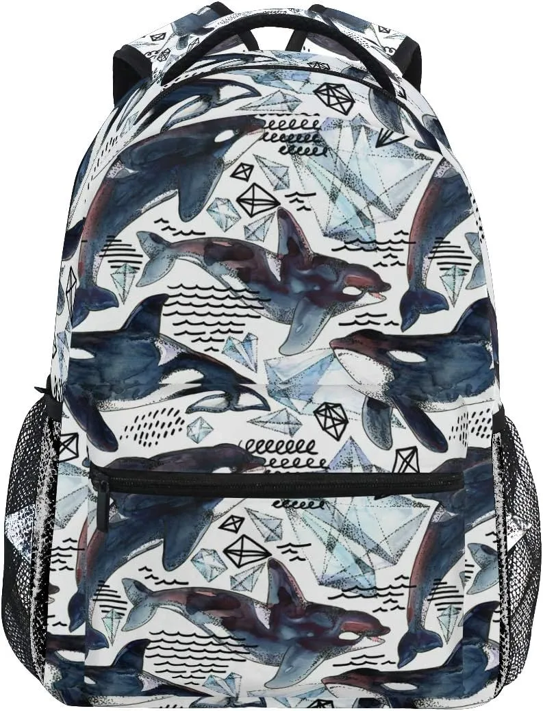 Sea Animal Killer Whale Backpack College School Book Shoulder Bag Travel Daypack for Boys Girls Man Woman