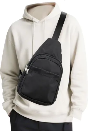 SEAFEW Large Black Sling Crossbody Bag for Men Women, Shoulder Daypack Anti-Theft Cross Body Motorcycle Chest Bags, One Strap Fanny Back Pack for Casual Travel Hiking Sport Gym