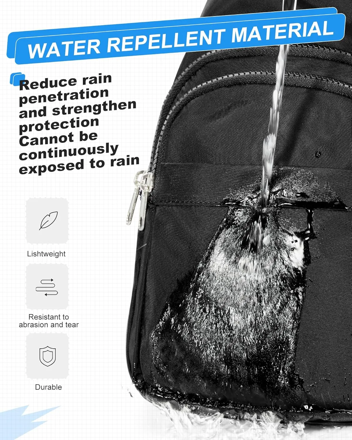 SEAFEW Large Black Sling Crossbody Bag for Men Women, Shoulder Daypack Anti-Theft Cross Body Motorcycle Chest Bags, One Strap Fanny Back Pack for Casual Travel Hiking Sport Gym