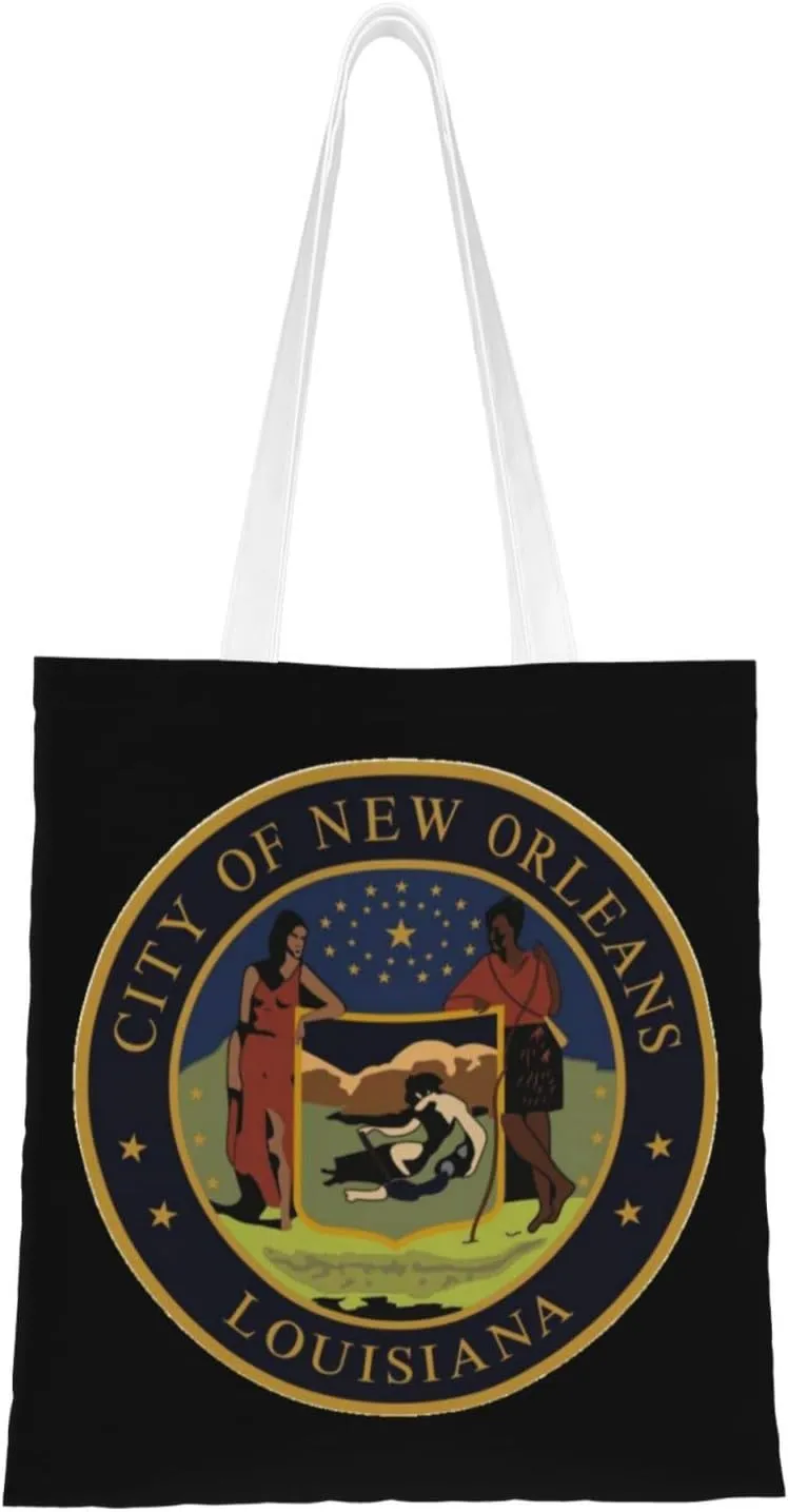 Seal Of New Orleans, Louisiana Tote Bag for Women Canvas Shopping Bags Reusable Beach Bag Grocery Bags Tote Shoulder Bag Gift Bags