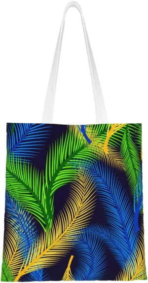 Seamless Diagram With Feathers Tote Bag for Women Canvas Shopping Bags Reusable Large Capacity Casual Shoulder Handbags Grocery Bags DIY Gift Bags