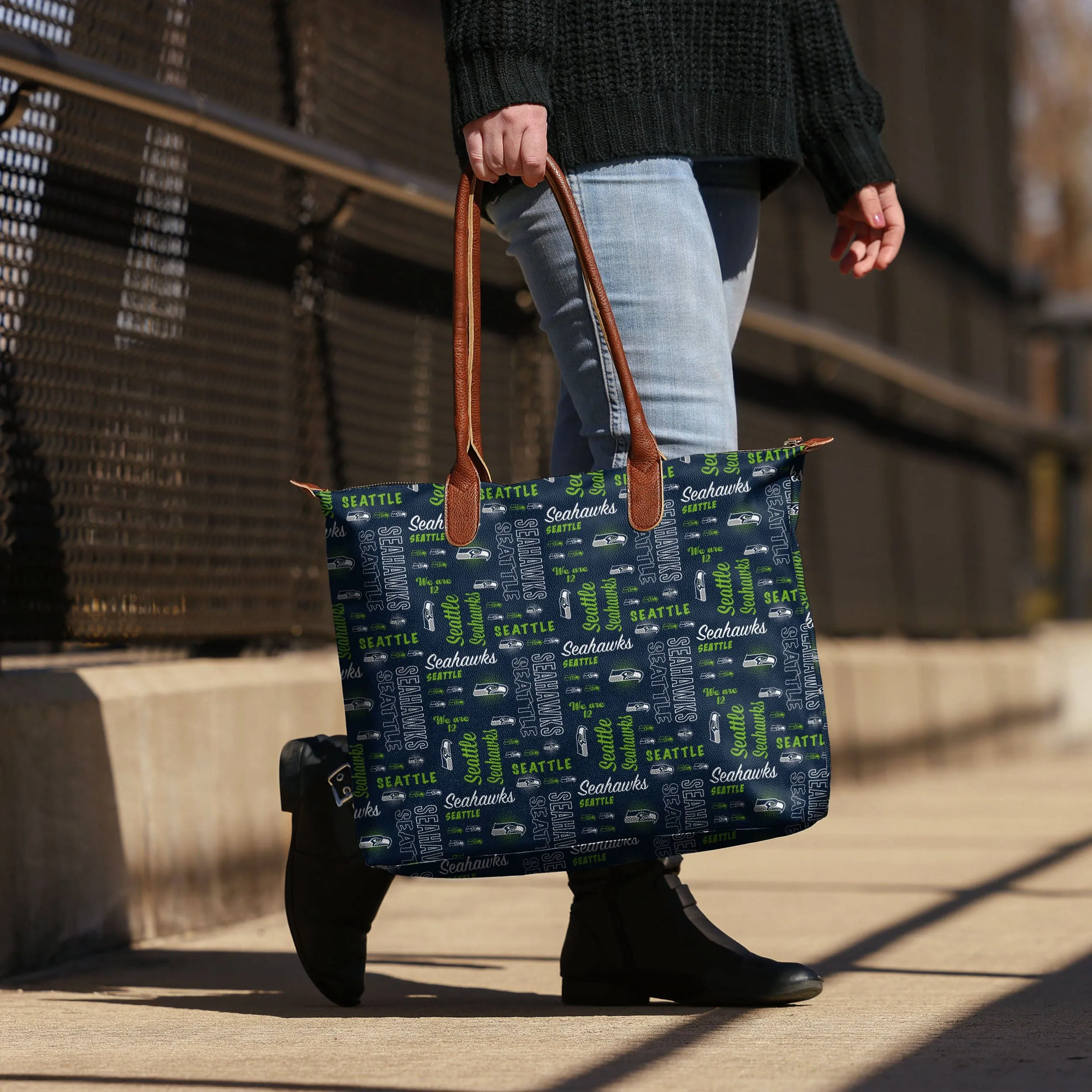 Seattle Seahawks Spirited Style Printed Collection Tote Bag