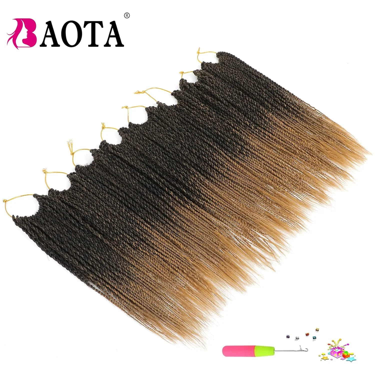 Senegalese Twist Crochet Hair for Kids 12 Inch 8 Packs Micro Twist Ombre Blonde Short Crochet Hair for Black Women Pre Looped Crochet Braids with Natural Ends T27