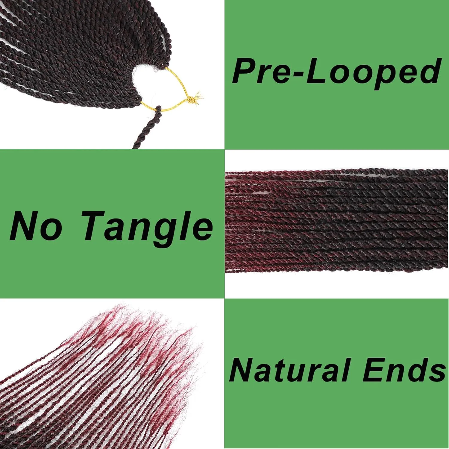 Senegalese Twist Crochet Hair for Kids 12 Inch 8 Packs Ombre Red Short Crochet Hair for Black Women Pre Looped Small Braids with Natural Ends Tbug