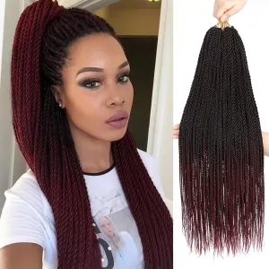 Senegalese Twist Crochet Hair for Kids 12 Inch 8 Packs Ombre Red Short Crochet Hair for Black Women Pre Looped Small Braids with Natural Ends Tbug
