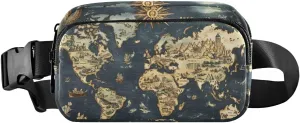 senya Adventure Map Fanny Pack Crossbody Bags for Women Belt Bag Running Waist Bag with Adjustable Strap
