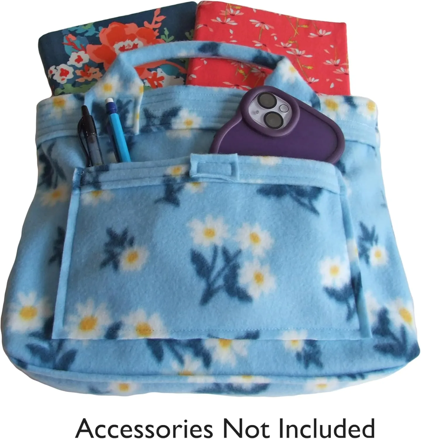 SEWING the ABCs Small Book Tote Bag Fleece Fabric, Bible Bag, Journal Mini Tote, Bookish Book Lover Gift, Handmade Washable