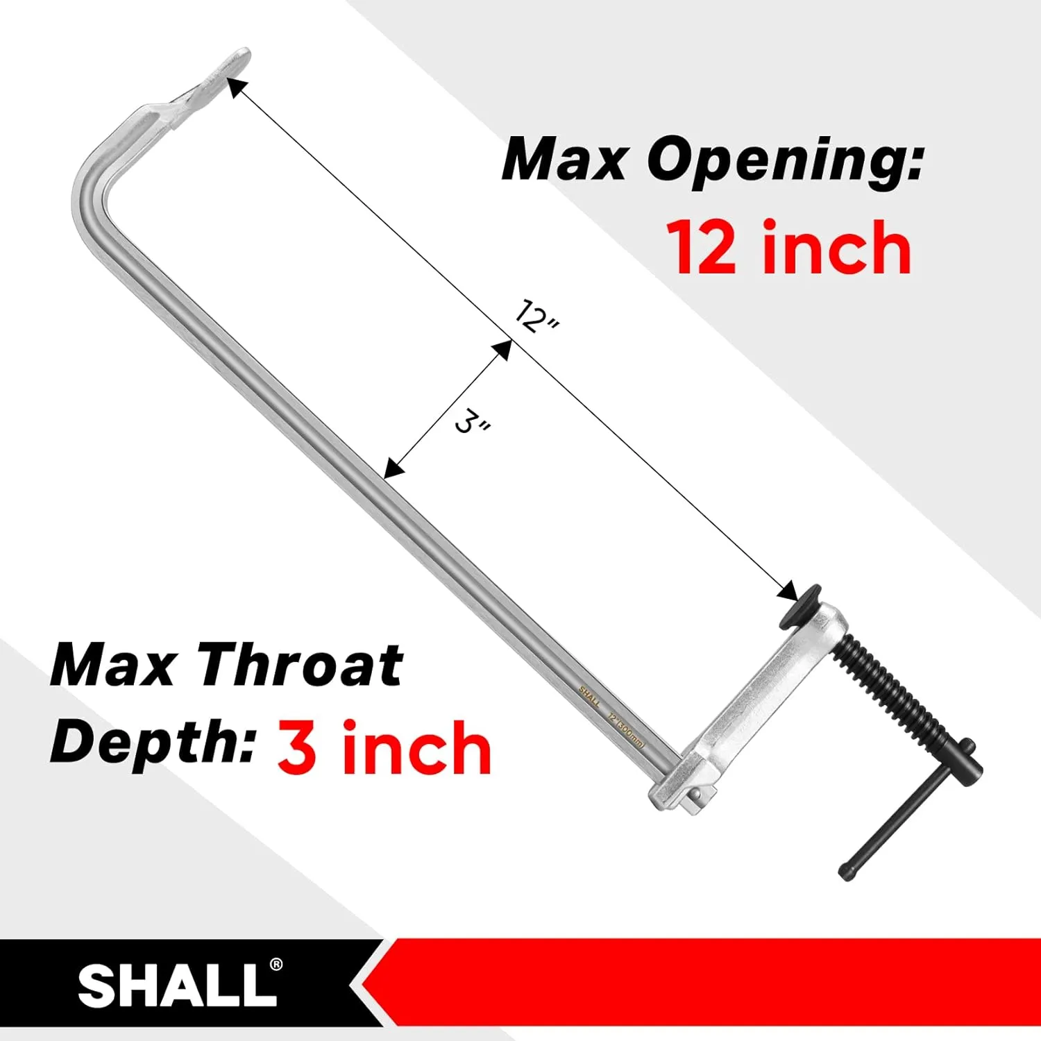 SHALL 4-Pack Bar Clamps Set, 12-Inch Light-duty Drop Forged Steel Bar Clamps, Steel F Clamps with Max 450Lbs Load Limit for Welding, Woodworking, Metal working, DIY and Crafts