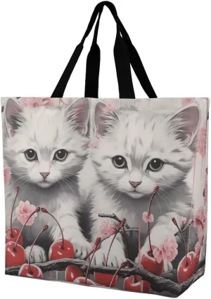 Shopping Bag for Women, Cartoon Fish Print Tote Bag, Large Capacity Shoulder Bags for Groceries Travel