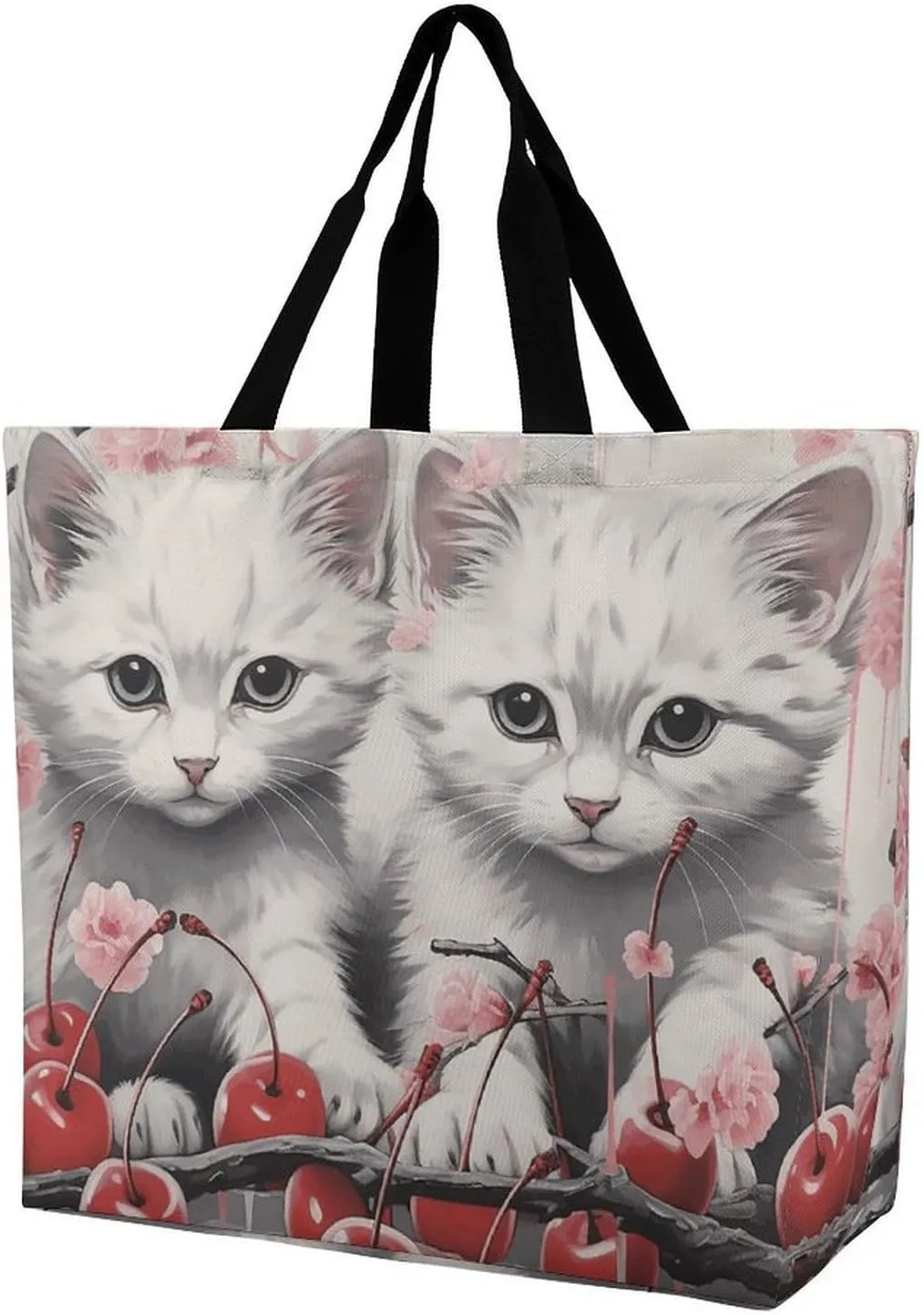 Shopping Bag for Women, Cartoon Fish Print Tote Bag, Large Capacity Shoulder Bags for Groceries Travel